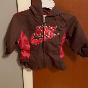 Nike 12 mo windbreaker jacket girls pink brown zip